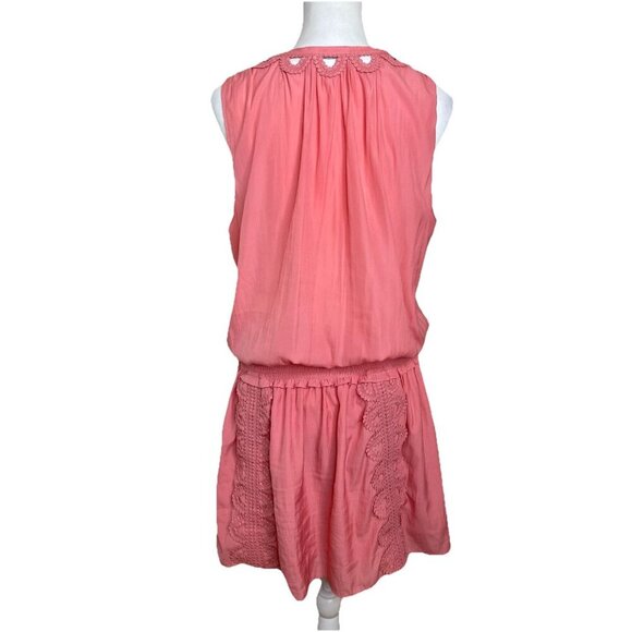 Ramy Brook Matilda Embroidery Smocked Mini Dress V-Neck Sleeveless Lined Size L - Picture 6 of 12